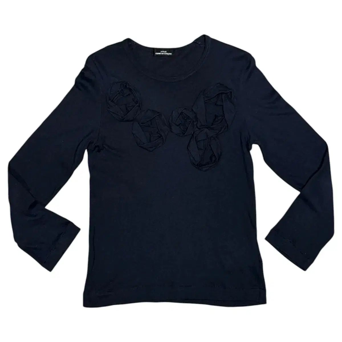 2001 コム デ ギャルソン 5本 バラ ローズ ウール ニット ロングスリーブ セーター