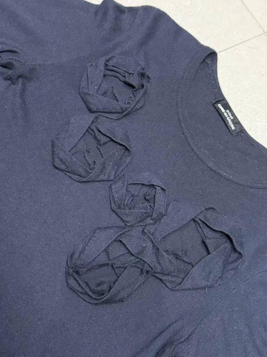 2001 コム デ ギャルソン 5本 バラ ローズ ウール ニット ロングスリーブ セーター