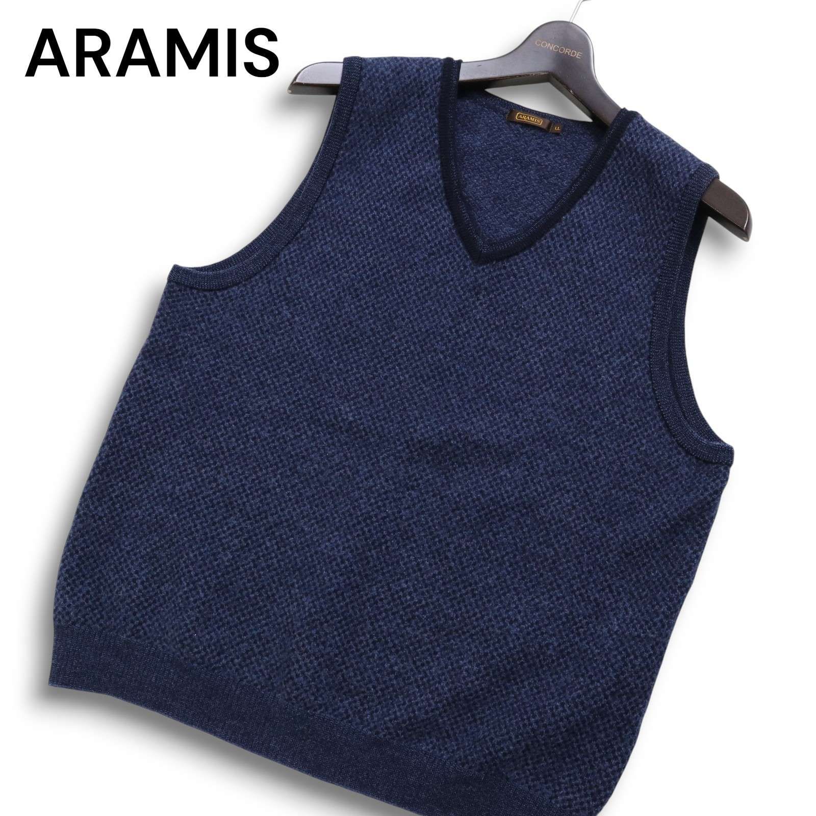 ARAMIS アラミス 秋冬 ウール100％☆ Vネック ニット ベスト Sz.LL 