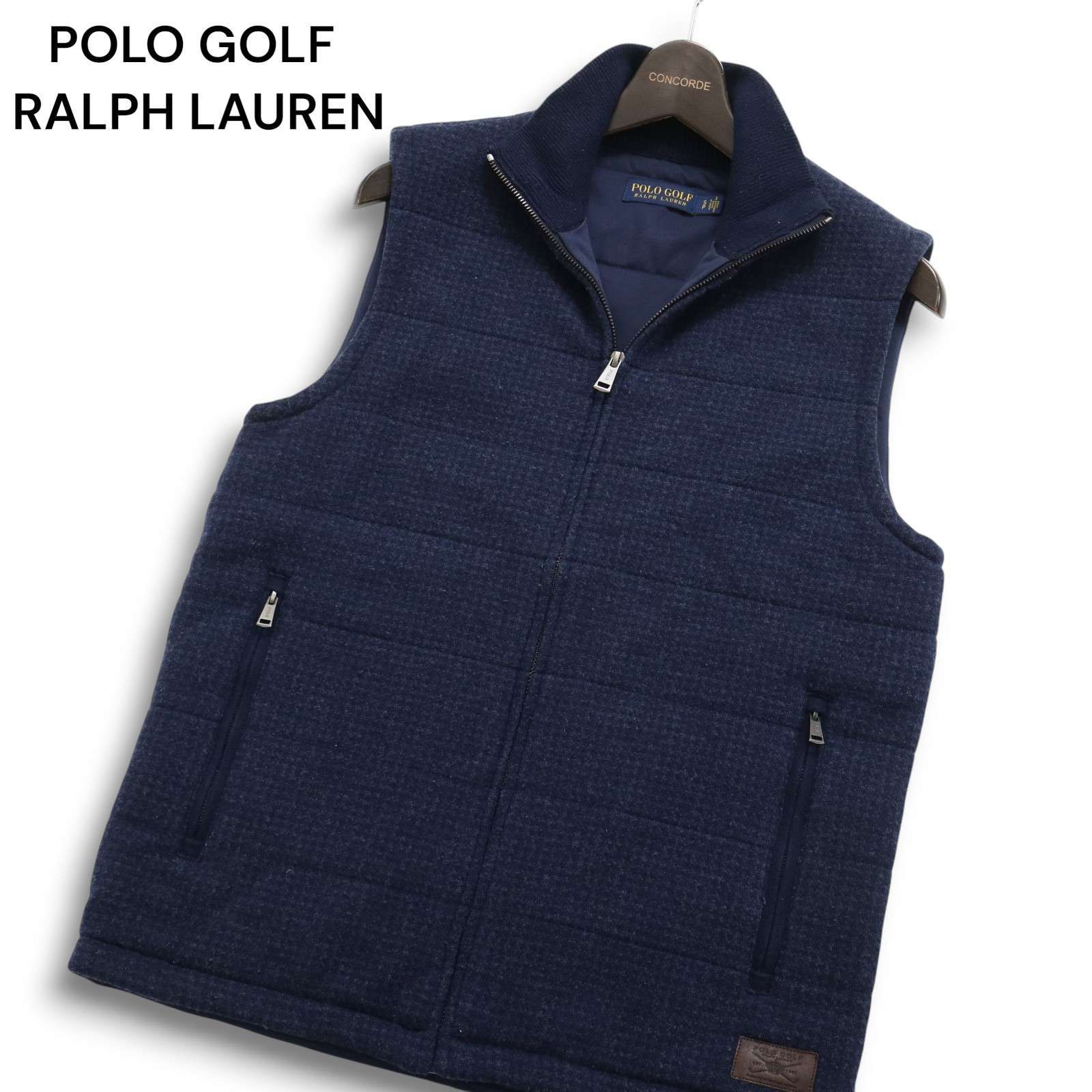 POLO GOLF RALPH LAUREN ポロ ラルフローレン ゴルフ 現行タグ ウール 中綿 キルティング ジップ ベスト Sz.S メンズ 紺