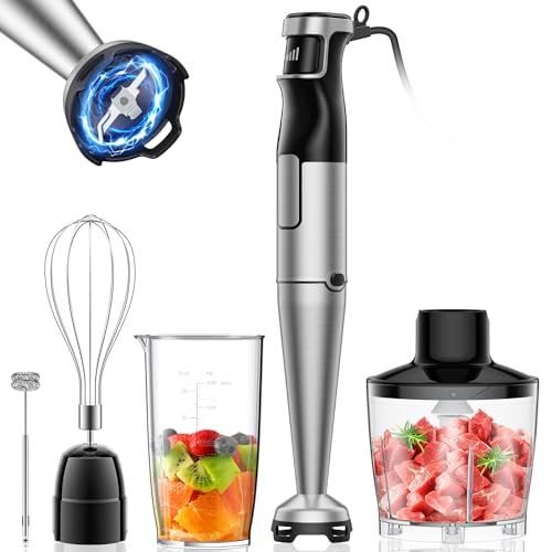 無段階変速 鍋キズ防止 ハンドブレンダー 1100W 離乳食 ブレンダー 1台6役 強力 電動 ミキサー 氷 肉 果物 野菜 泡立て器 ジューサー フードプロセッサー 調理器具 ハンドミキサー お祝い お手入れ簡単 e3414661