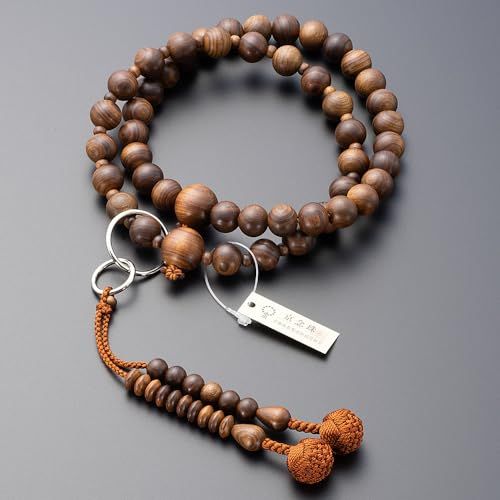 仏壇屋 滝田商店 数珠 浄土宗 本式数珠 男性用 栴檀 艶消 9寸 正絹華梵天房 数珠袋付 京念珠 並輪 二連 二重 証明書付 3af117df