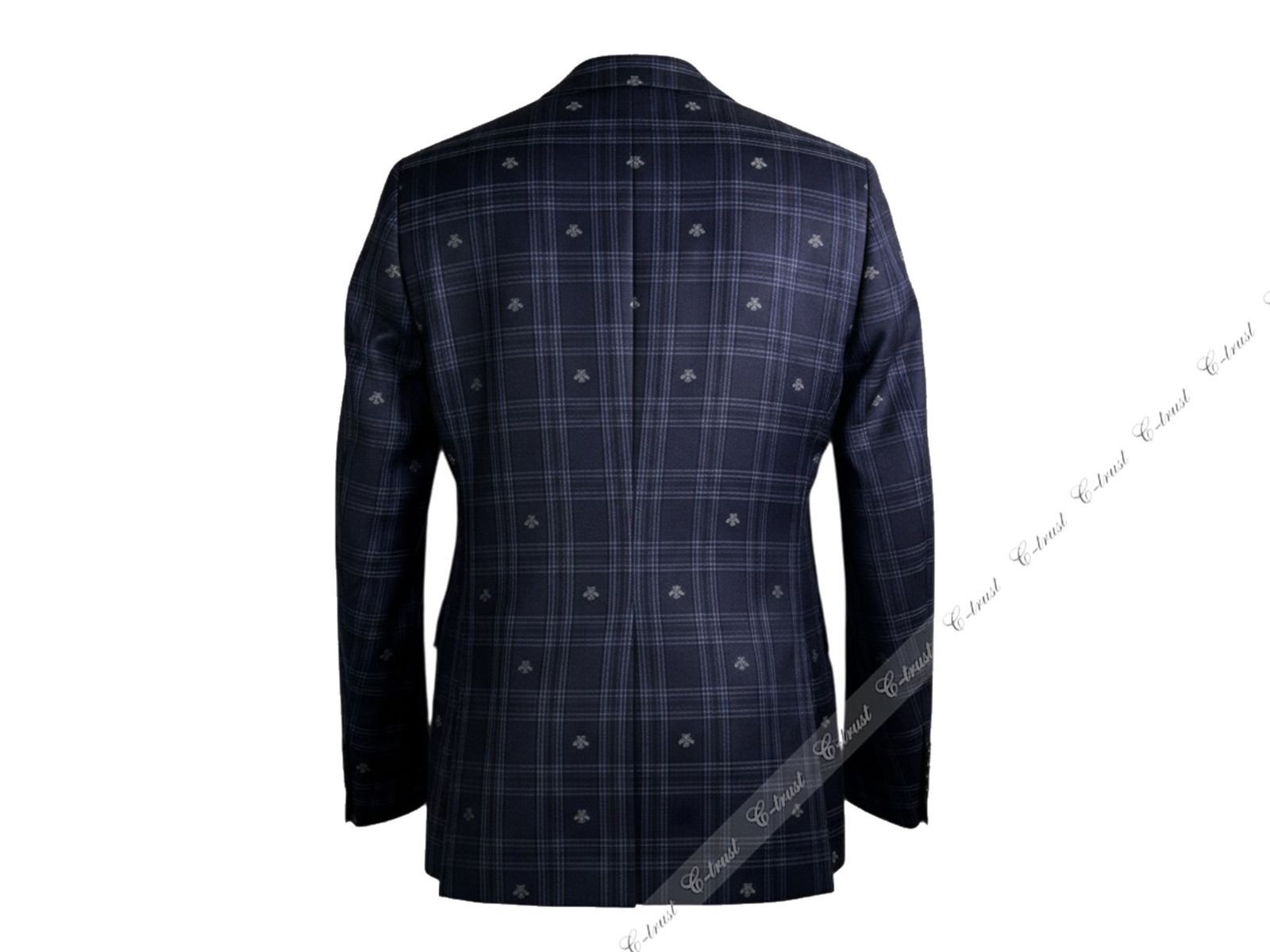 【美品】GUCCI グッチ　シルク　現行タグ　ネイビー　スーツ　セットアップ GUCCI グッチ スーツ セットアップ ジャケット JK 蜂 BEE チェック