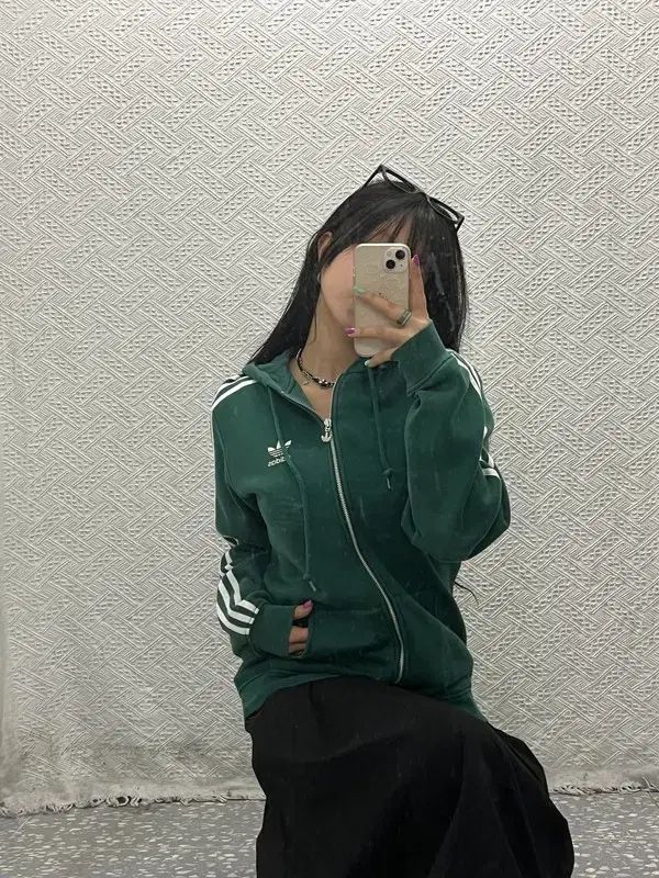アディダス スクール ヨーロッパ ダークグリーン 起毛 フードジップアップ 95 C06610