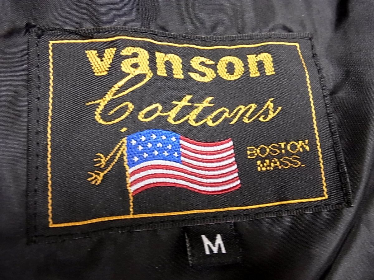 ◇Vanson 中綿パーカージャケット ブラック アメリカンレーシング