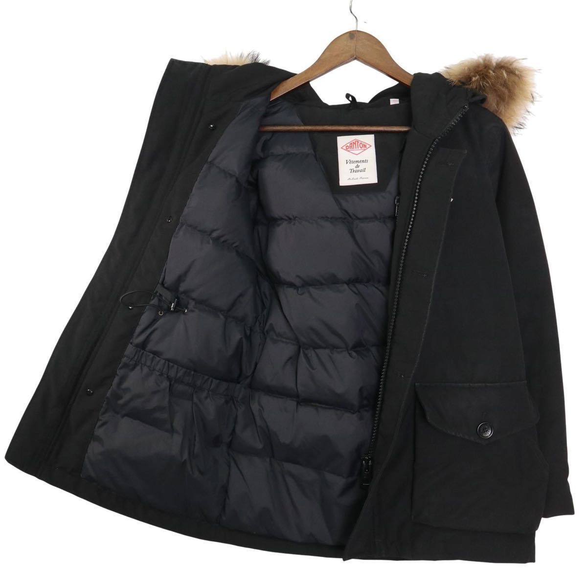 DANTON/ダントン タッサーロングダウンジャケット 38 黒 ダントン ダウンジャケット 黒 38 DANTON DANTON/ダントン タッサー