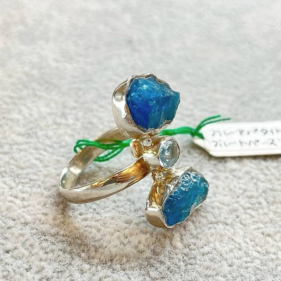 シルバー リング ブルーアパタイト 14号 15号 調整可 シルバー925