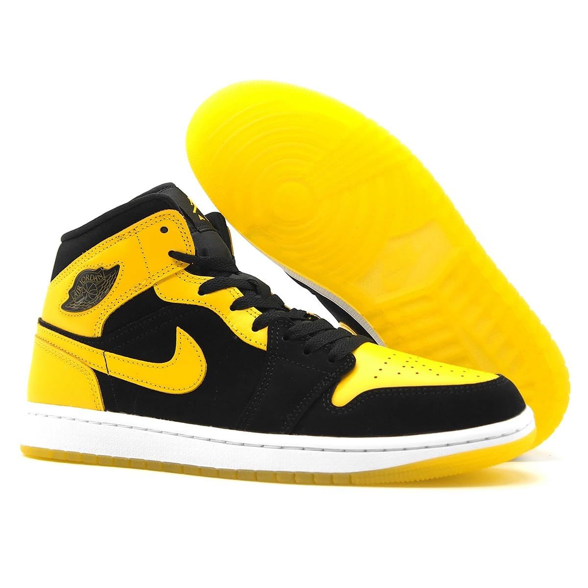 ナイキ AIR JORDAN 1 MID SE LOVE BLACK VARSITY MAIZE-WHITE hj 6654-071 エアジョーダン ミッド ブラック ホワイト バーシティメイズ 日本の イエロー 26.5 cm その他 陸上競技