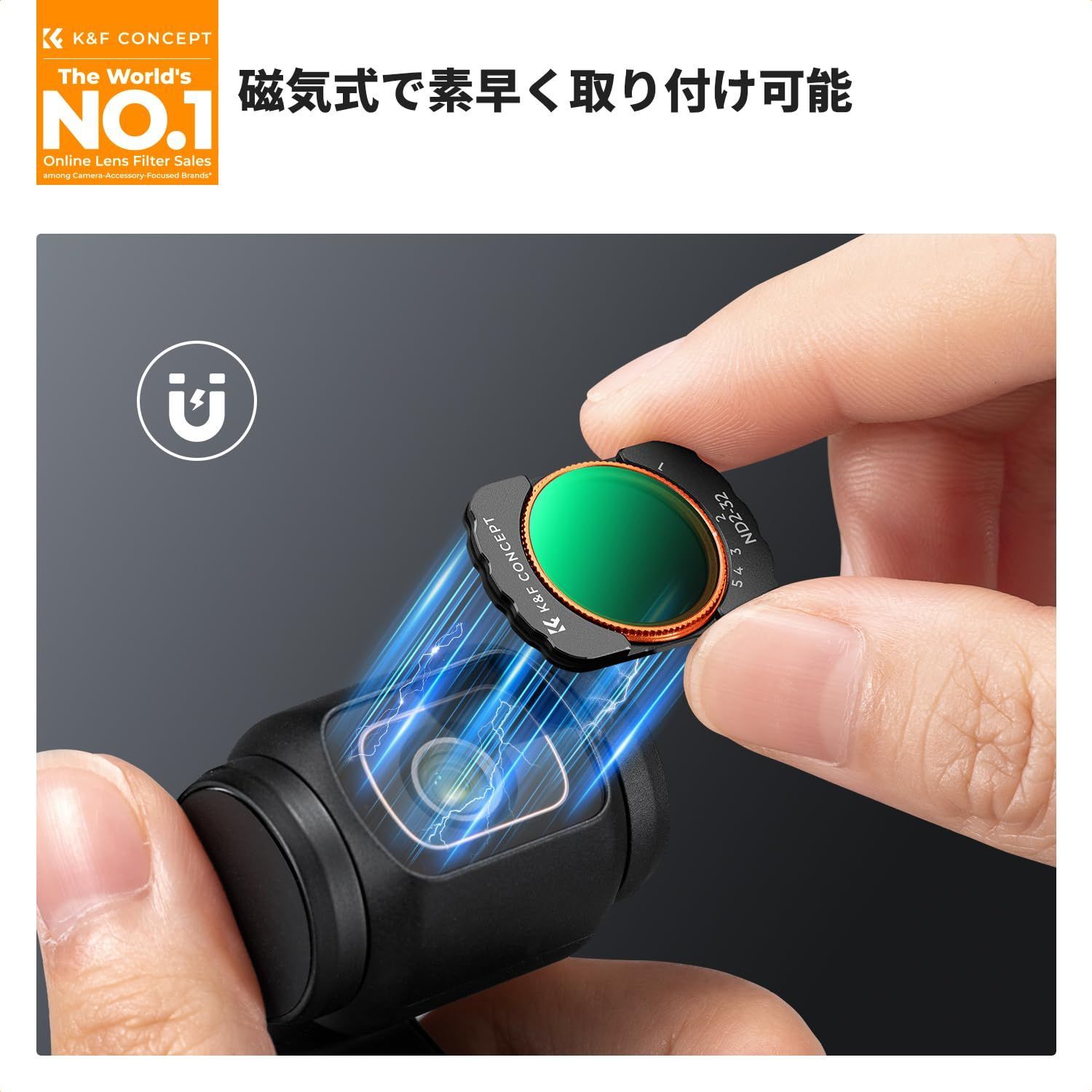 装着便利 磁気着脱式 可変ND ブラックミストフィルター AGC光学ガラス cplフィルター CPL 1 4ブラックミスト ND2-32 広角レンズ レンズフィルターセット 28層ナノコーティング 3用 Pocket OSMO 防水防汚 DJI CONCE