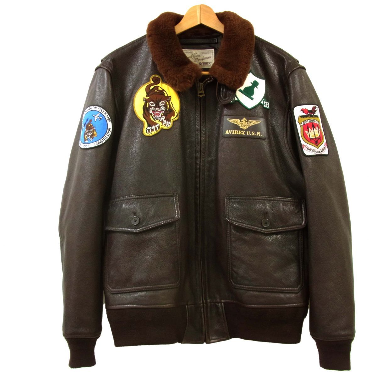 美品◇AVIREX アヴィレックス G-1 ゴートレザー フライトジャケット 襟