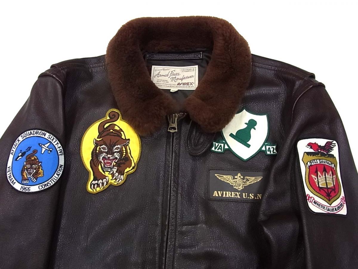 美品◇AVIREX アヴィレックス G-1 ゴートレザー フライトジャケット 襟
