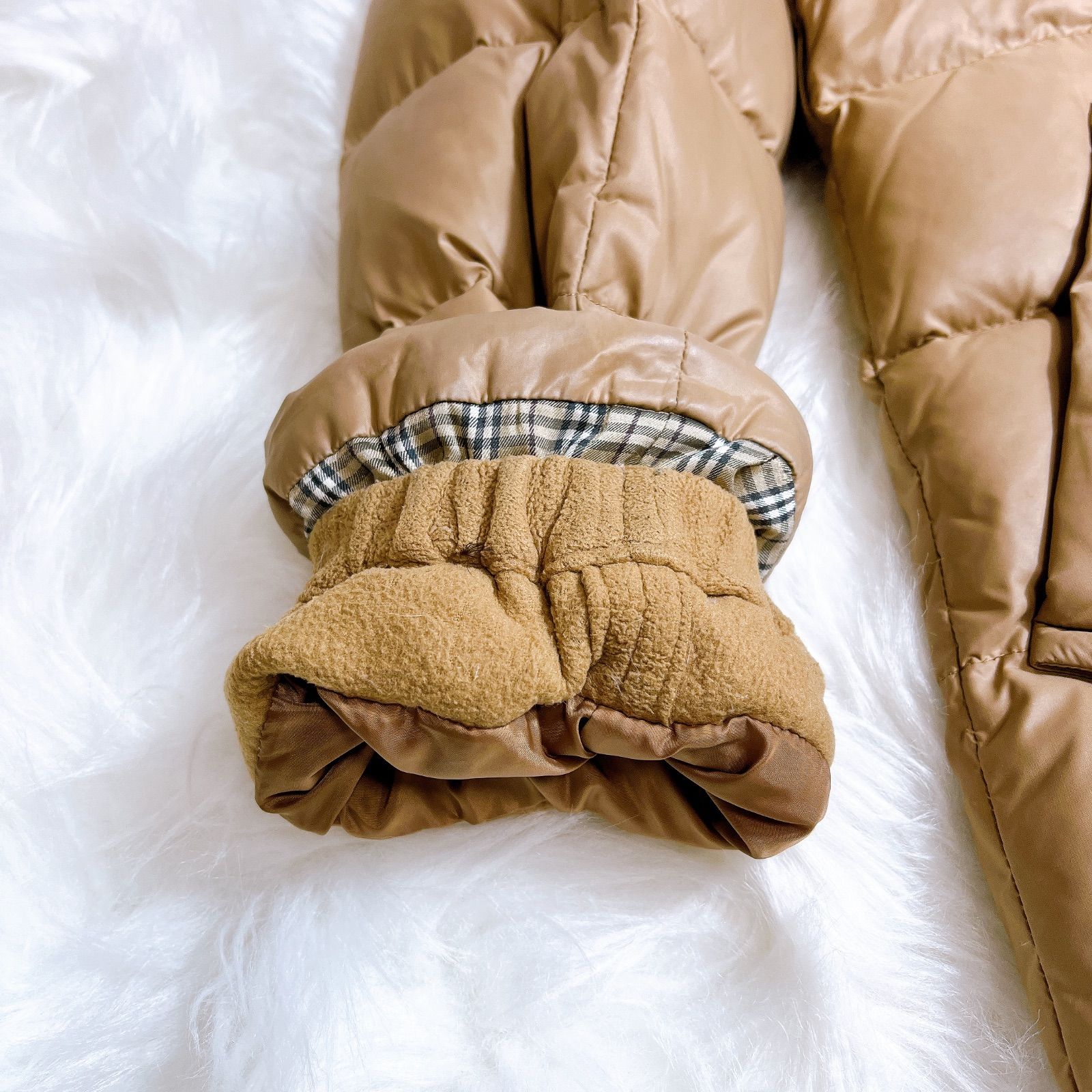 美品 バーバリーブルーレーベル ダウンコート ノバチェック ベージュ