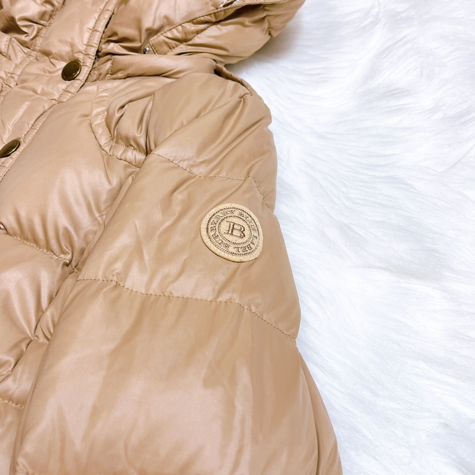 バーバリーブルーレーベル　ダウンコート　ベルト　ノバチェック アイボリー　40 美品 バーバリーブルーレーベル ダウンコート ノバチェック ベージュ