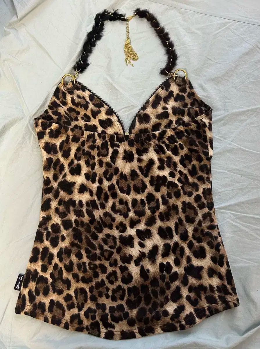 D i a ダイヤファー レオパード スリーブレス 日本ヴィンテージ ギャル y2k DIA