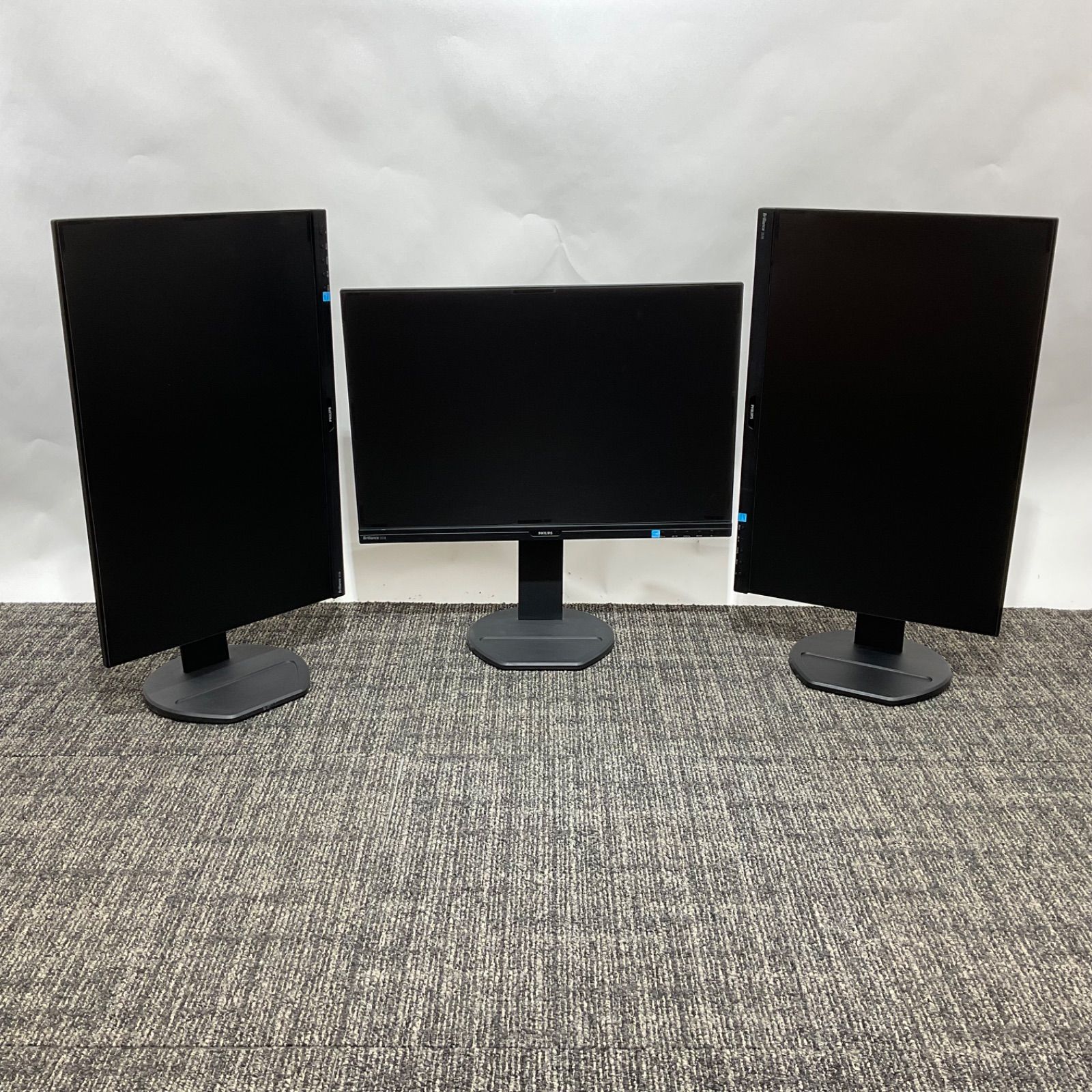 PHILIPS フィリップス オフィス向け25インチモニター 3個売り!! 動作良好!! 清掃済み ドット抜けテスト問題なし 電源ケーブル HDMIケーブル付属 覗き見防止フィルム付き