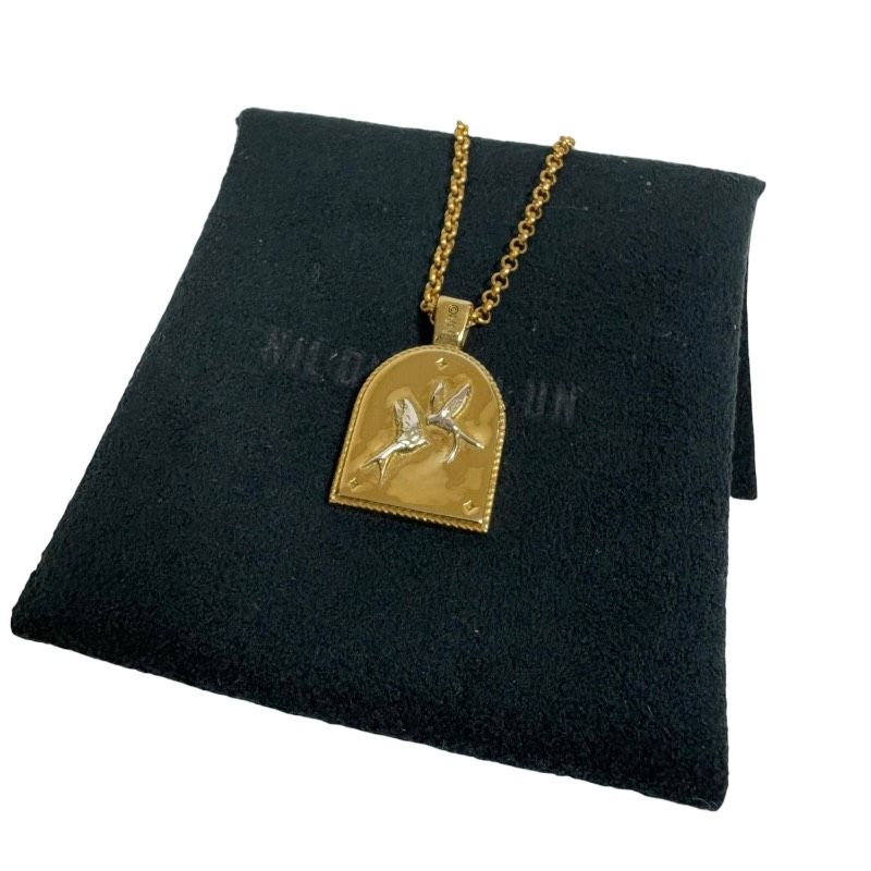 NIL DUE UN TOKYO ニルデュエニルアン ツインスワローズ ネックレス シルバー925 ゴールド 約52 cm き モード系 メンズ レディース