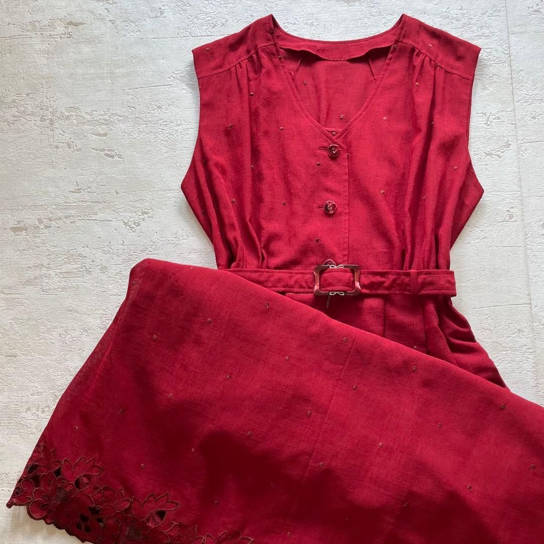 古着☆花柄襟付きノースリーブワンピース USA VINTAGE karin stevens BIG COLLAR FLOWER PATTERNED ONE PIECE