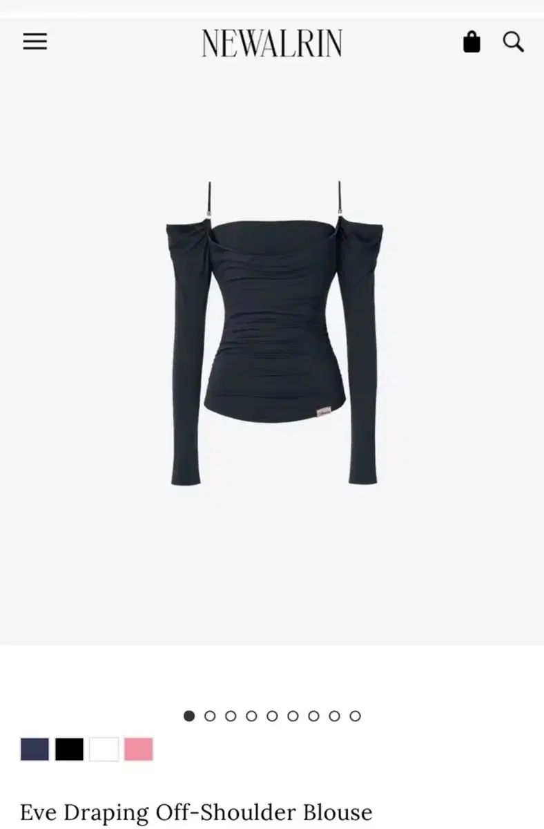 Newalrin YVES ドレープ オフショルダー ブラウス ミッドナイト ブルー