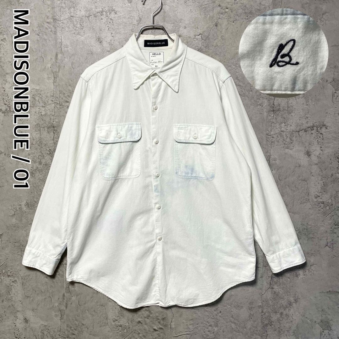 マディソンブルー 名作 シャンブレーシャツ ハンプトン 長袖 刺繍ロゴ