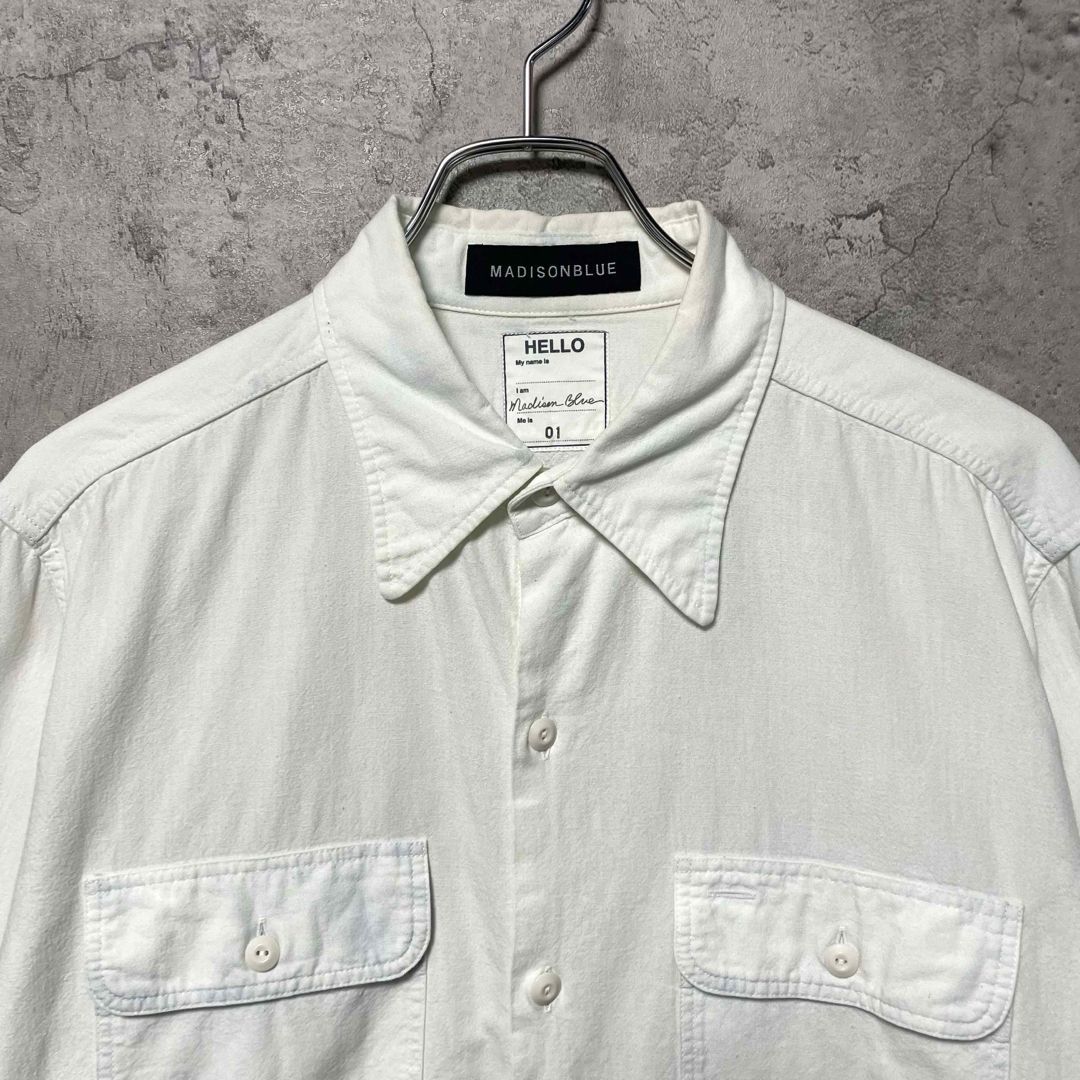 マディソンブルー 名作 シャンブレーシャツ ハンプトン 長袖 刺繍ロゴ
