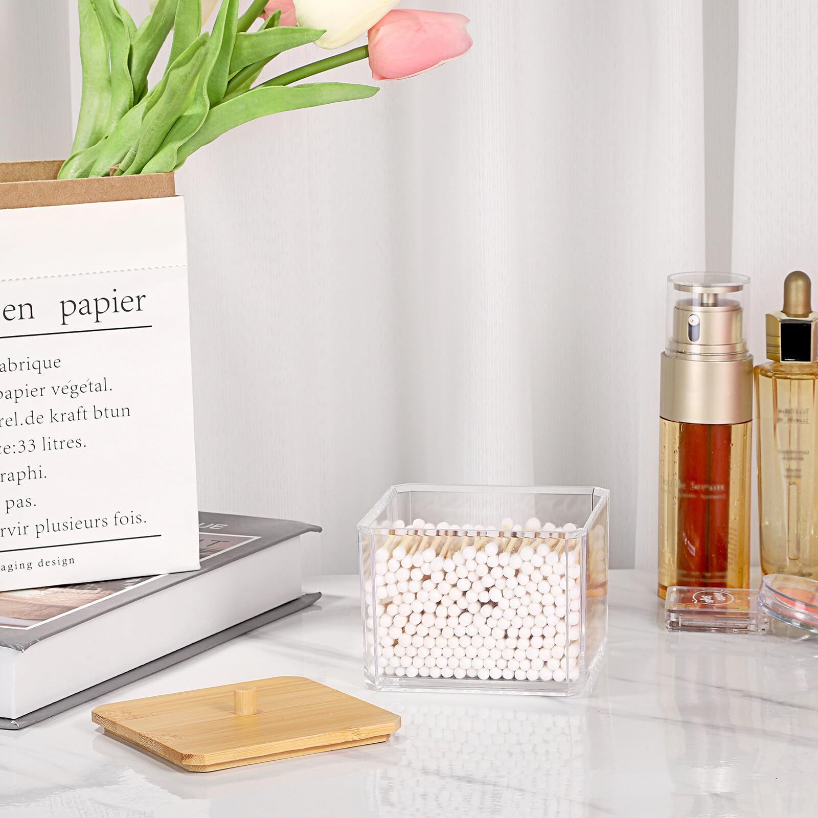 Sumnacon 綿棒収納ケース 透明綿棒ボックス 正方形 綿棒入れ Amazon｜Sumnacon 綿棒収納ケース 二段綿棒収納ボックス 透明綿棒