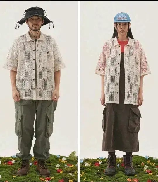 クロシェ 編み 半袖 シャツ アイボリー large オーバーサイズ