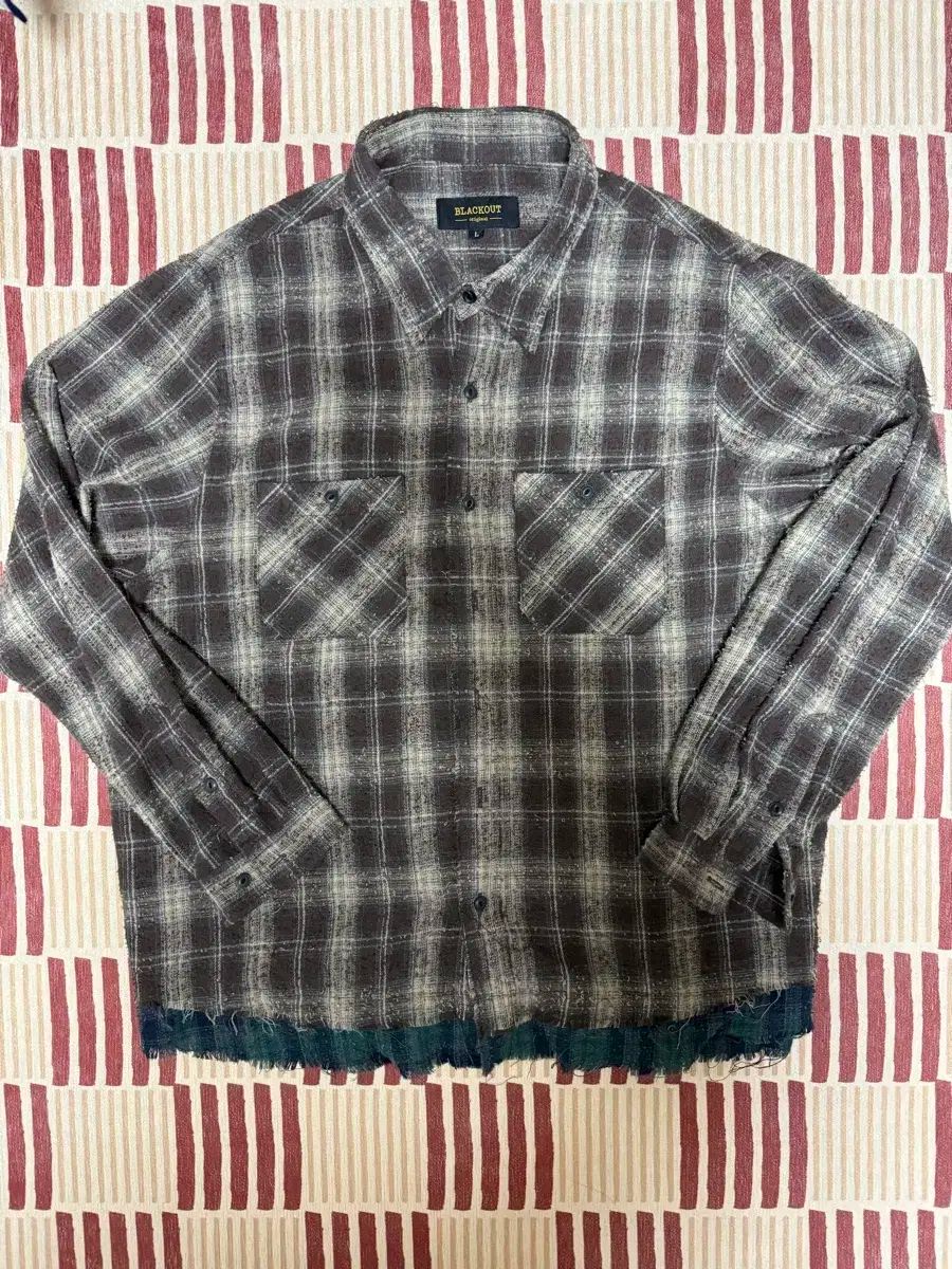 L ブラックアウト グリーン リバー シャツ ブラウン