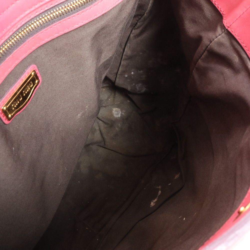  ミュウミュウ レザー ハンドバッグ トート 通勤 本革 ピンク おしゃれ A 4 レディース EUM CZ 8-4 ハンドバッグ バッグ