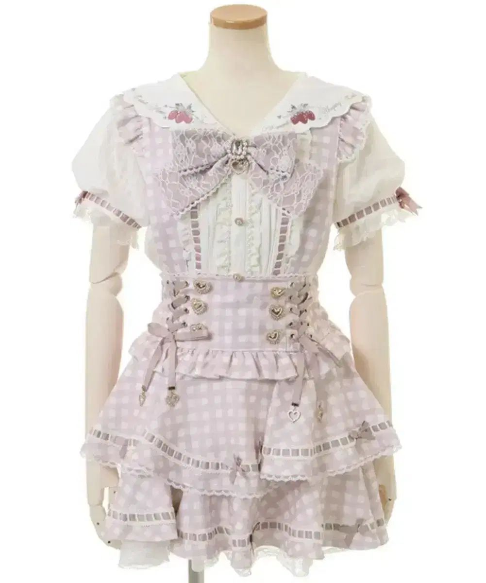 LIZ LISA リズリサ ギンガム サスペンダー スカート CHECK ピンク