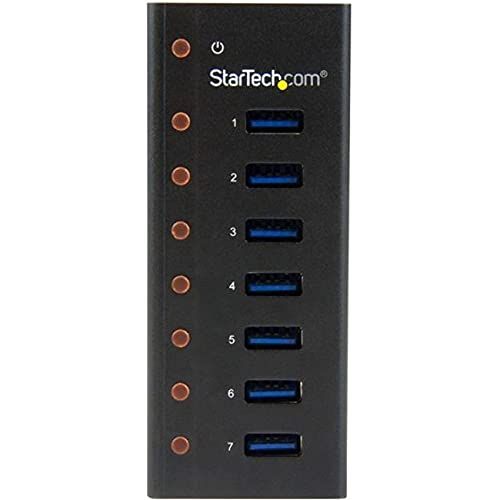 StarTech com 7ポートUSB 3 0ハブ メタル筐体 デスクや壁に取付け ブラック メタル 据付用