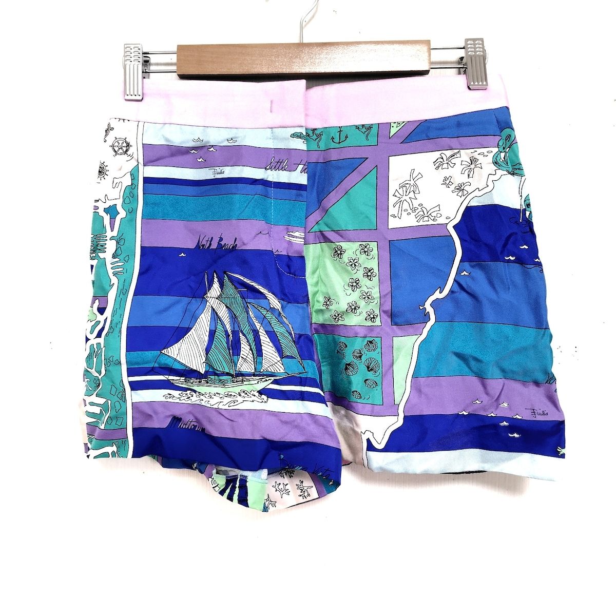 EMILIO PUCCI PUCCI エミリオプッチ ショートパンツ サイズI 38 レディース - ブルー×ライトパープル×マルチ シルク North Beach
