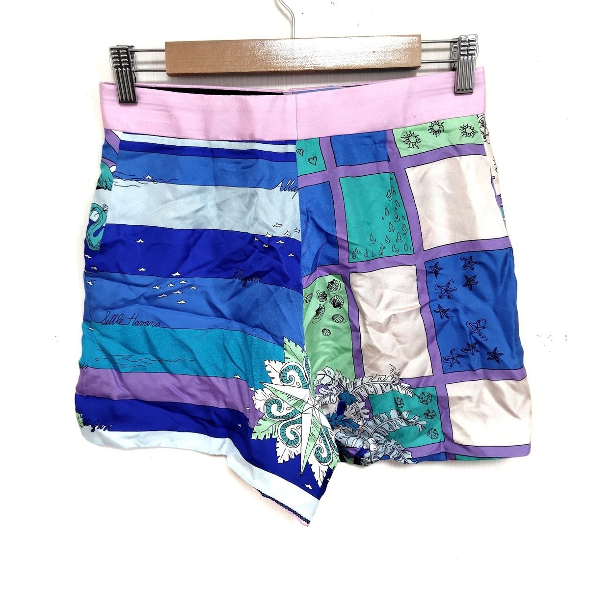 EMILIO PUCCI PUCCI エミリオプッチ ショートパンツ サイズI 38 レディース - ブルー×ライトパープル×マルチ シルク North Beach