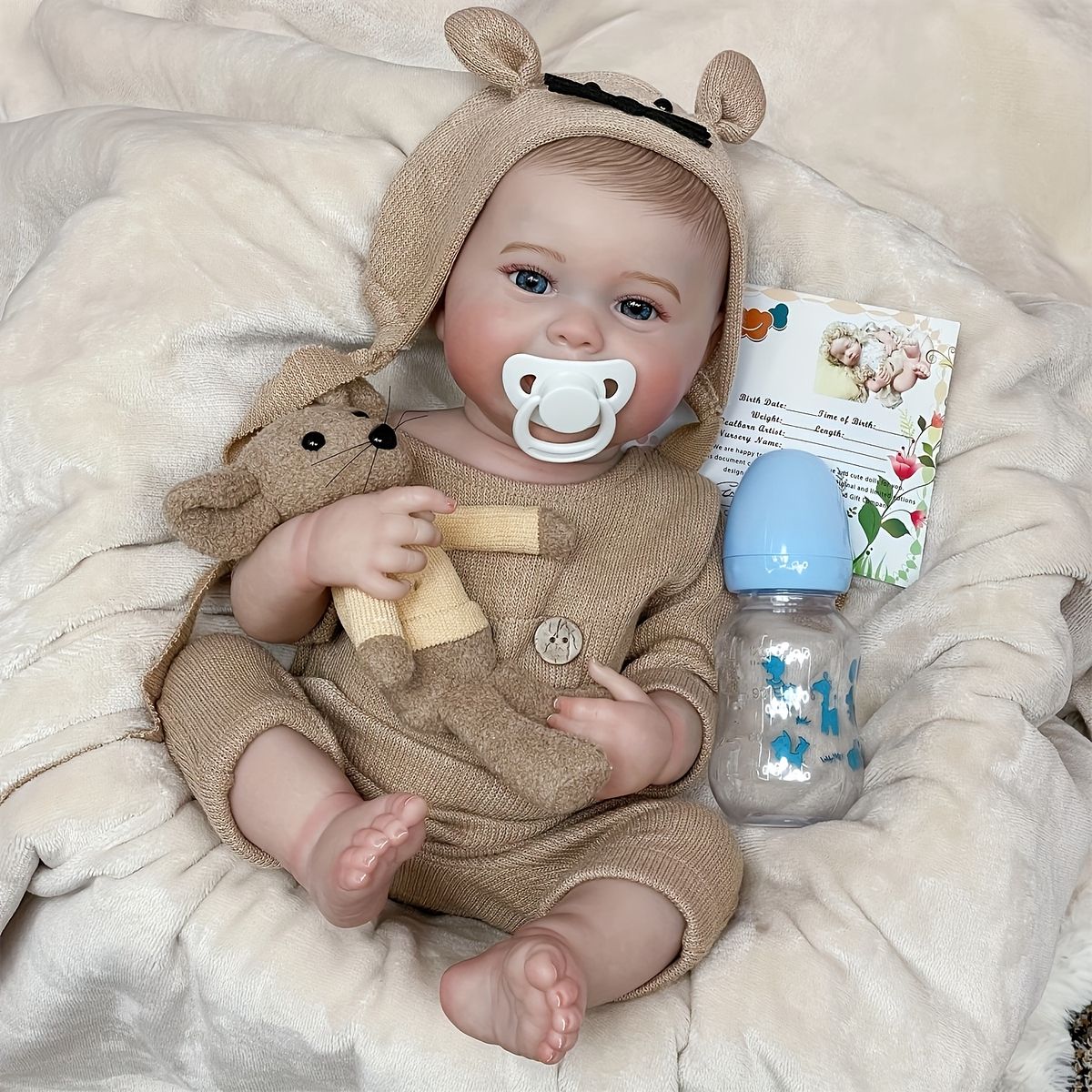 ふわふわ癒やし系 45 cmフルボディビニール製ベビードール コディ ペイントヘア ハンドメイド リアル 新生児 男女兼用 ミックス 家族 コレクターへのプレゼントに 女の子