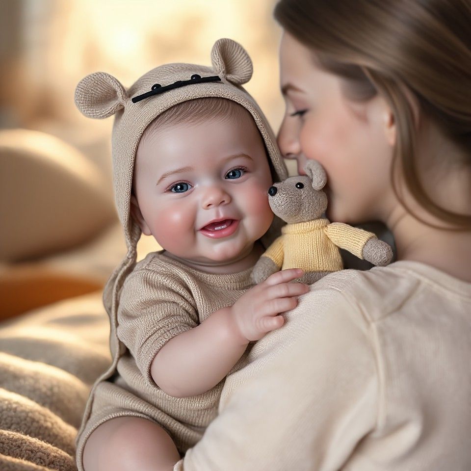 ふわふわ癒やし系 45 cmフルボディビニール製ベビードール コディ ペイントヘア ハンドメイド リアル 新生児 男女兼用 ミックス 家族 コレクターへのプレゼントに 女の子