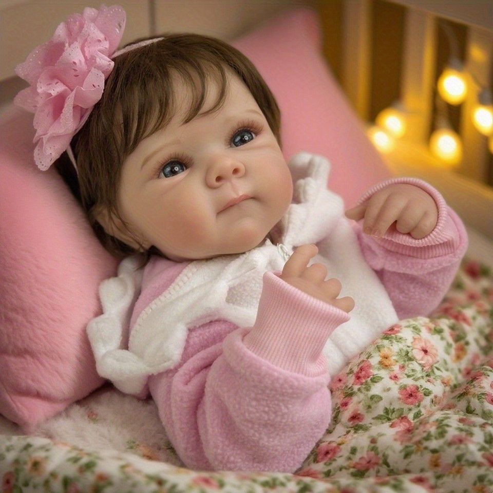 笑顔が リボーンベビードール 48 cm フルビニール製 ピンクのサメスーツ付き 手作り リアル 女の子 プレゼント