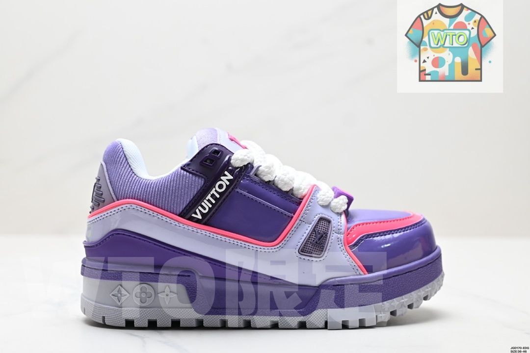 LVルイ ヴィトン Trainer Maxi Low Sneaker パンブレッド マキシシリーズ ローカット カジュアル スポーツ バスケットシューズ04-WTO輸入2