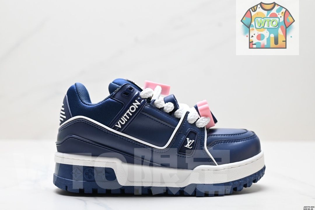 LVルイ ヴィトン Trainer Maxi Low Sneaker パンブレッド マキシシリーズ ローカット カジュアル スポーツ バスケットシューズ05-WTO輸入2