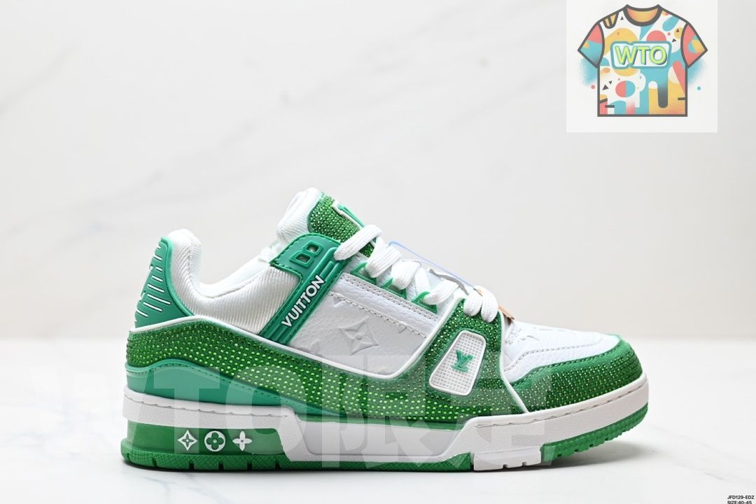 LVルイ ヴィトン Trainer Maxi Low Sneaker パンブレッド マキシシリーズ ローカット カジュアル スポーツ バスケットシューズ08 WTO輸入2
