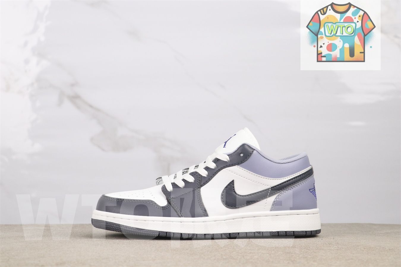 553558-145ナイキ エアジョーダン1 ロー ホワイト ダークブルーグレー パープルコメット インディゴヘイズ