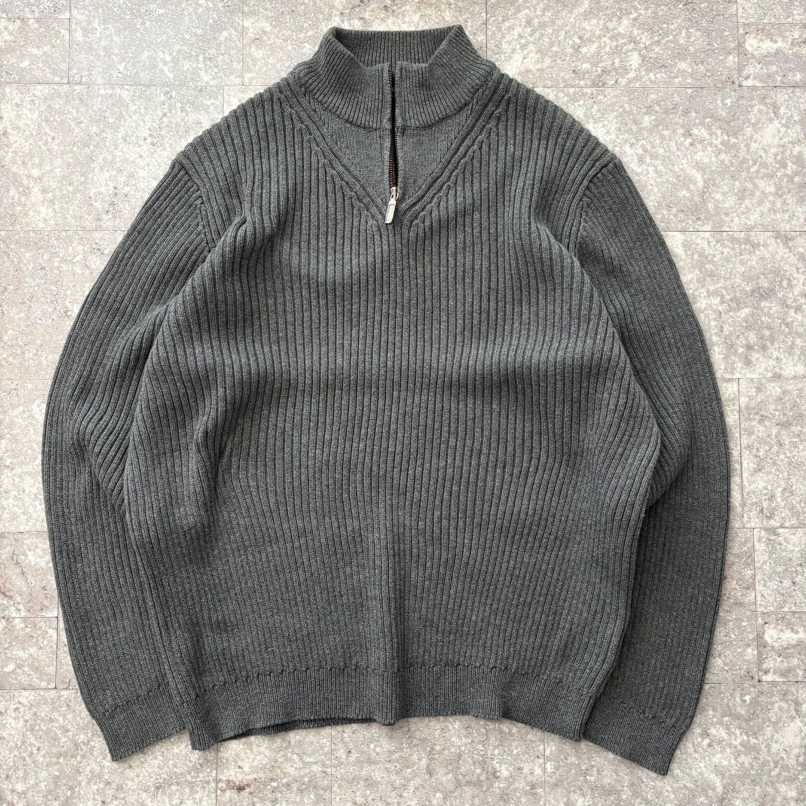 エディーバウアー Eddie Bauer 00s グレー 無地 ハーフジップ プル