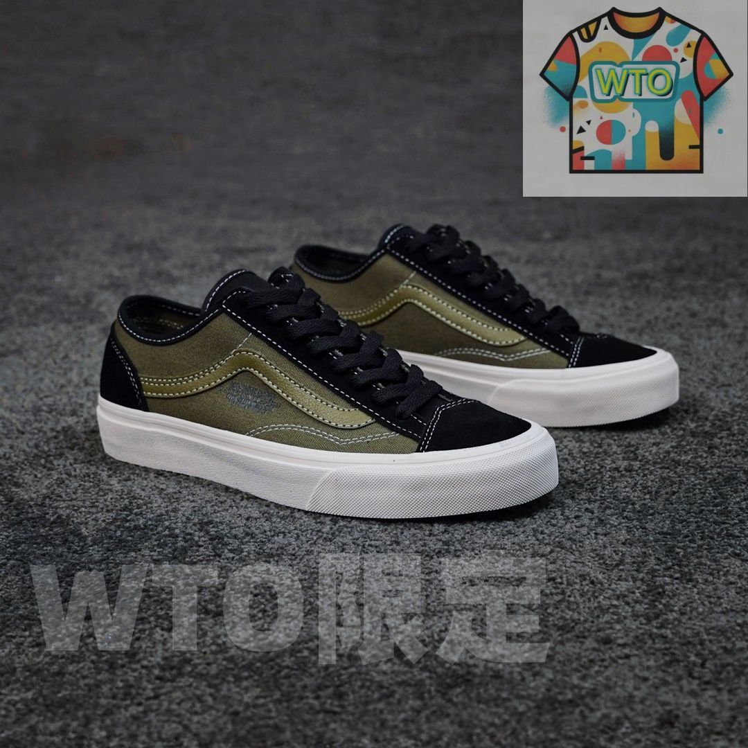 今日 Vans Old Skool ブラック - グリーン クマ柄 得物 推薦 軍事風ブラック パッチワーク オリーブグリーン ヴィンテージ カジュアル ロートップ キャンバス スケートシューズ -WTO輸入2