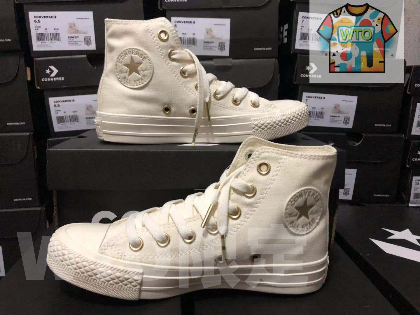 今日 スニーカー アイスクリーム クリーム ゴールドロゴ ホワイト - ゴールド ハイトップ 在庫 の な価格です