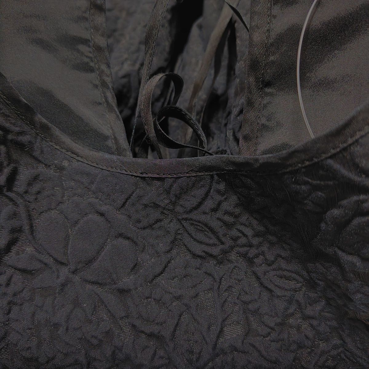  CECILIE BAHNSEN セシリー バンセン 七分袖カットソー サイズUK 6 レディース - 黒 クルーネック シワ加工 リボン 五分袖 七分袖 Tシャツ カットソー