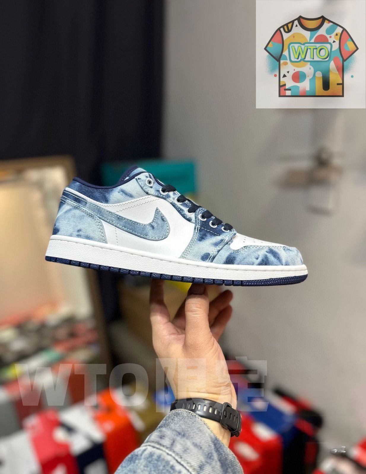 お げ 即 NIKE AIR JORDAN 1 LOw wASHED DENIM 男女兼用ジョーダン-WTO輸入-BHK45