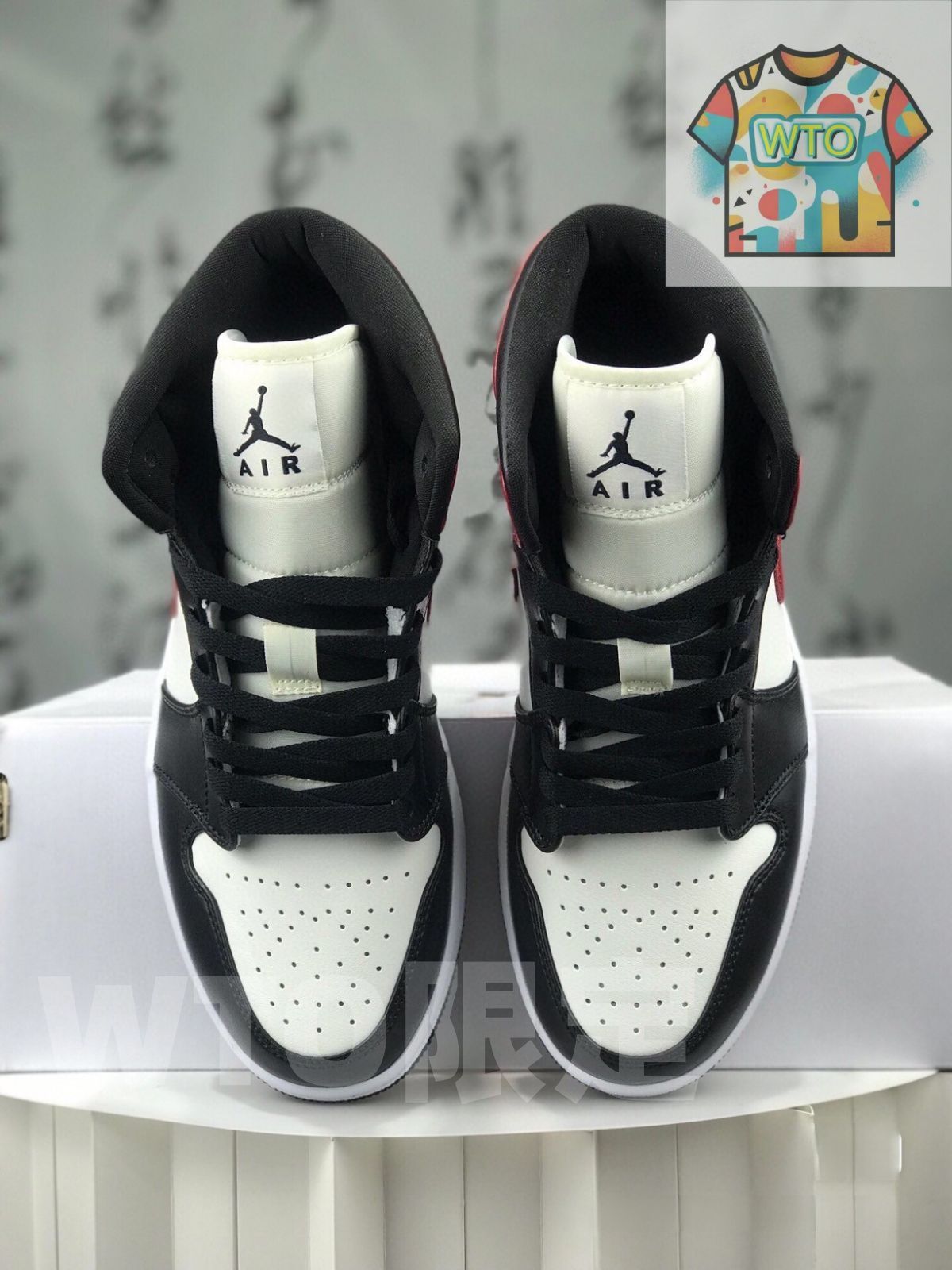 お げ 即 ナイキ スニーカー Air Jordan 1 Mid Black Toe AJ1 -WTO輸入-SPO10