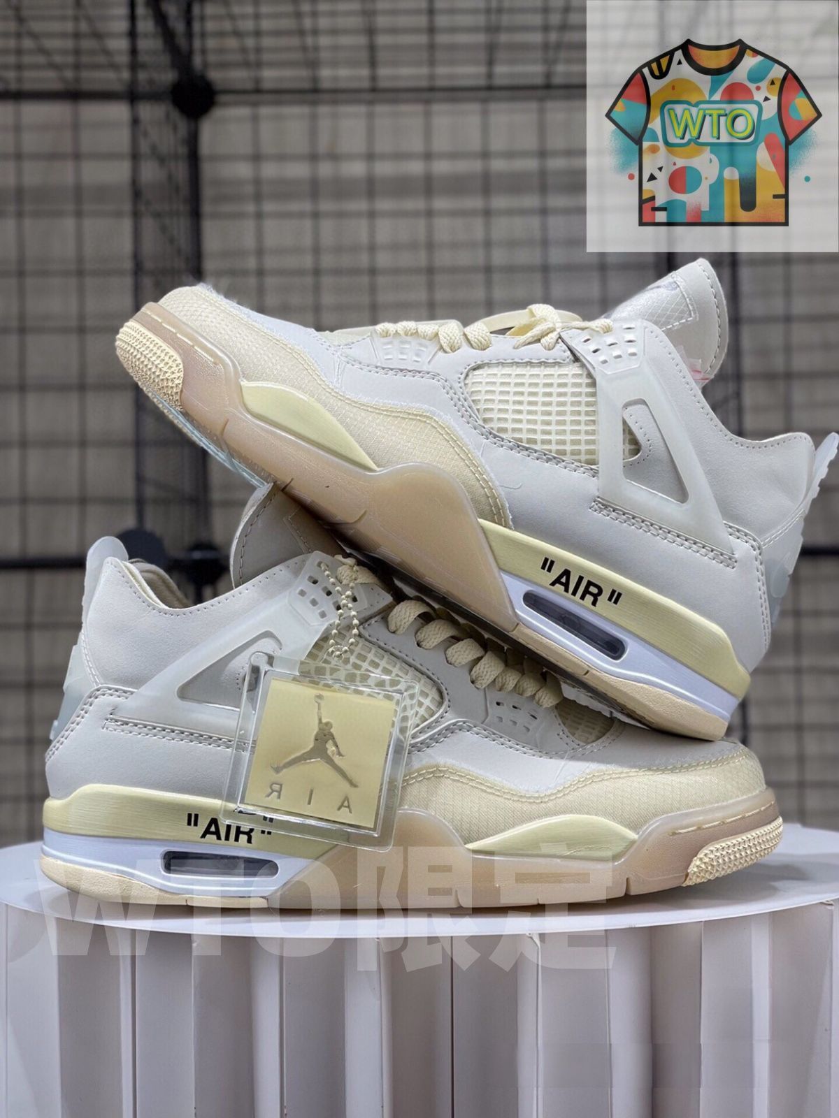 お げ 即 Off-white × Nike wMNS Air Jordan 4 retro creamsail 男女兼用