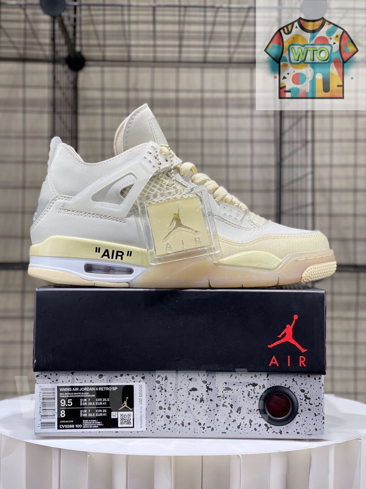お げ 即 Off-white × Nike wMNS Air Jordan 4 retro creamsail 男女兼用-WTO輸入-AKV13 ODELLYA_COM