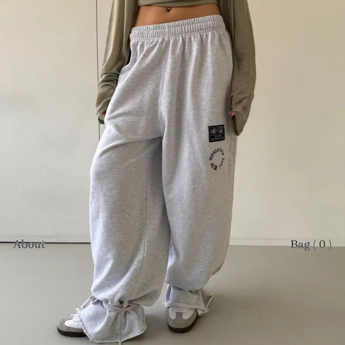  ミステリアスホテル パッチ ストラップ ダメージ パンツ チャコール メランジ チノパン パンツ