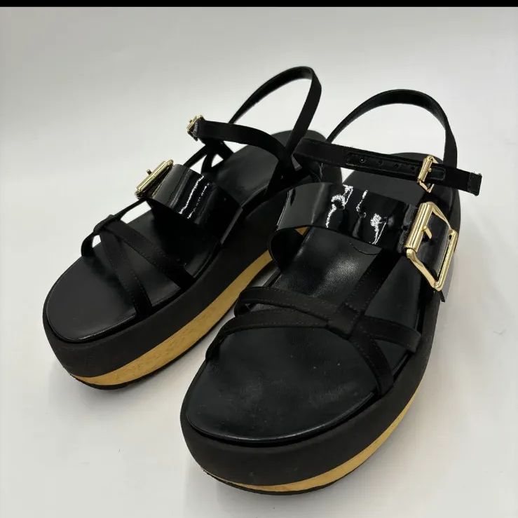 完備 イタリア製 定価 約100 000円 MARNI マルニ 本革 厚底 サンダル EU 35 22 cm レディース 婦人靴 シューズ