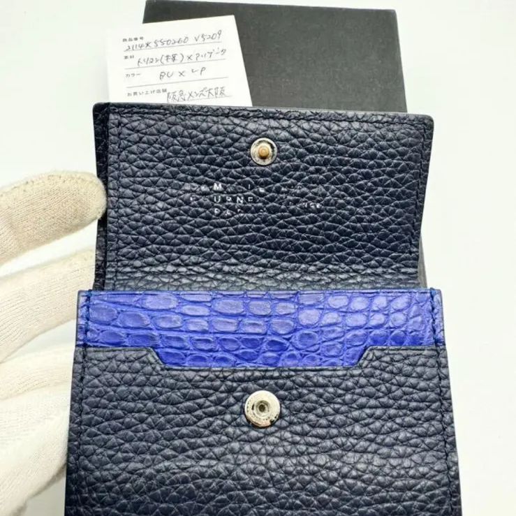現行ロゴ カミーユフォルネ コインケース ネイビー マリーン VERSO トリヨン 小銭入れ アリゲーター 財布 カミーユ フォルネ